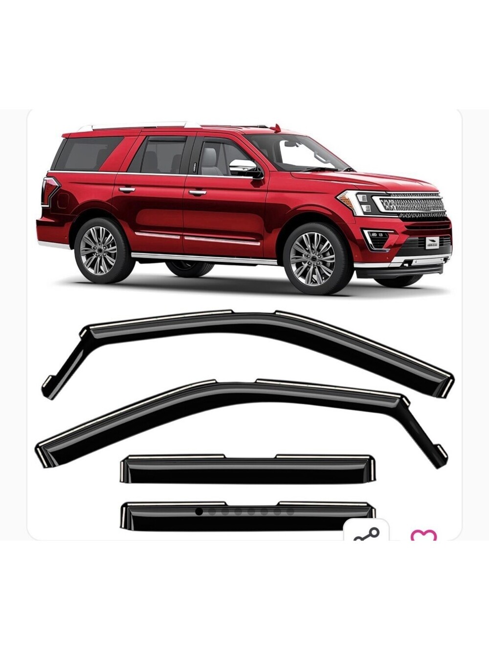 Voron Glass in-Channel Durable Rain Guards for Ford Expedition 2018-2024